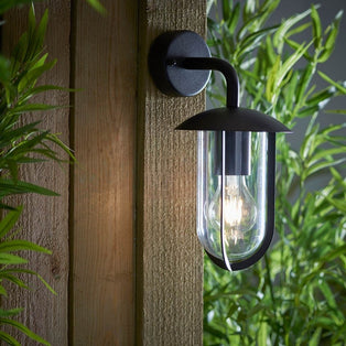 Quinn Matte Black & Clear Outdoor Wall Light