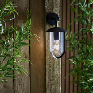 Quinn Matte Black & Clear Outdoor Wall Light