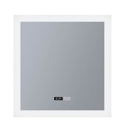 Square Bathroom Mirror with Digital Clock & Demister