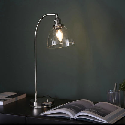 Hansen Polished Nickel & Glass Task Table Lamp