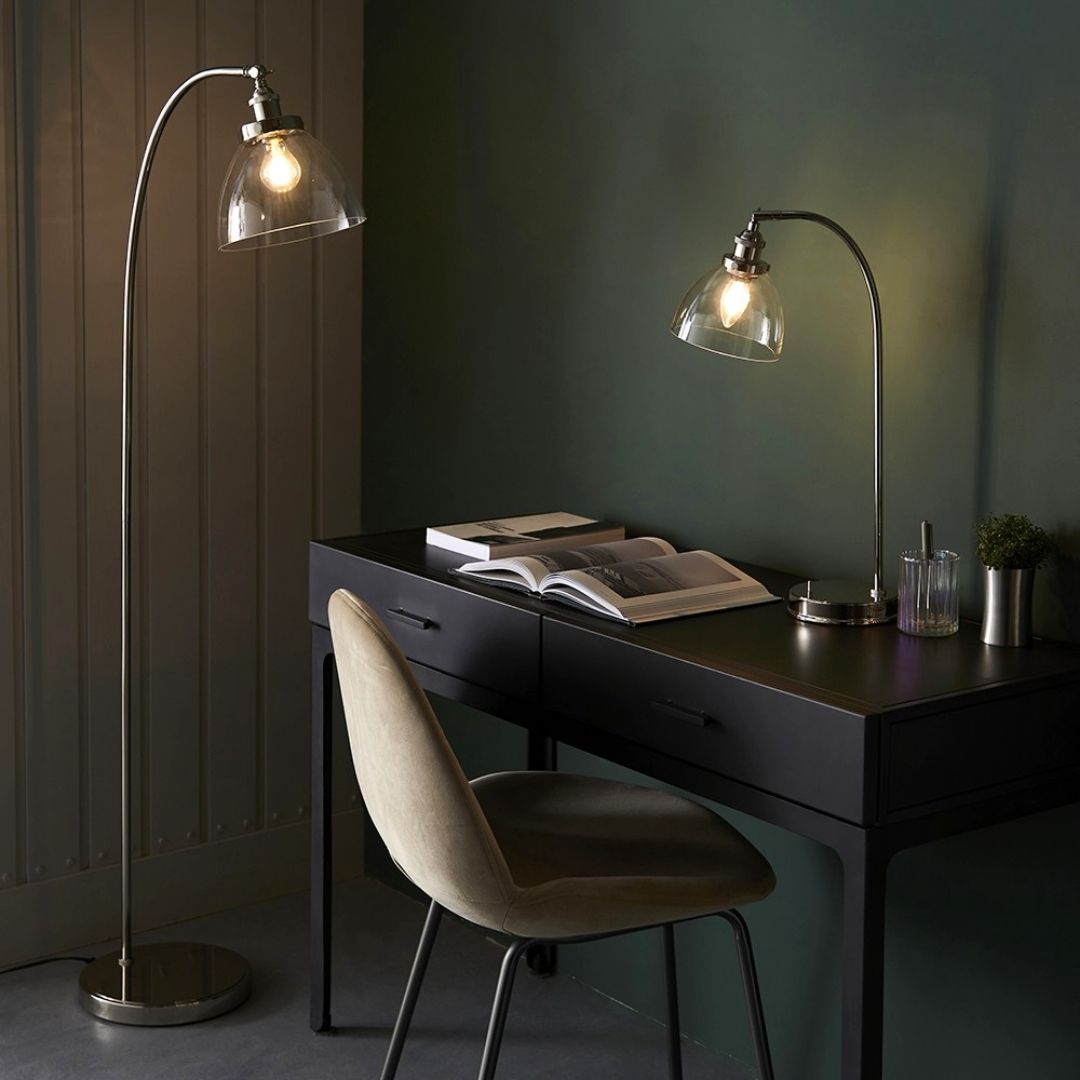 Hansen Polished Nickel & Glass Task Table Lamp