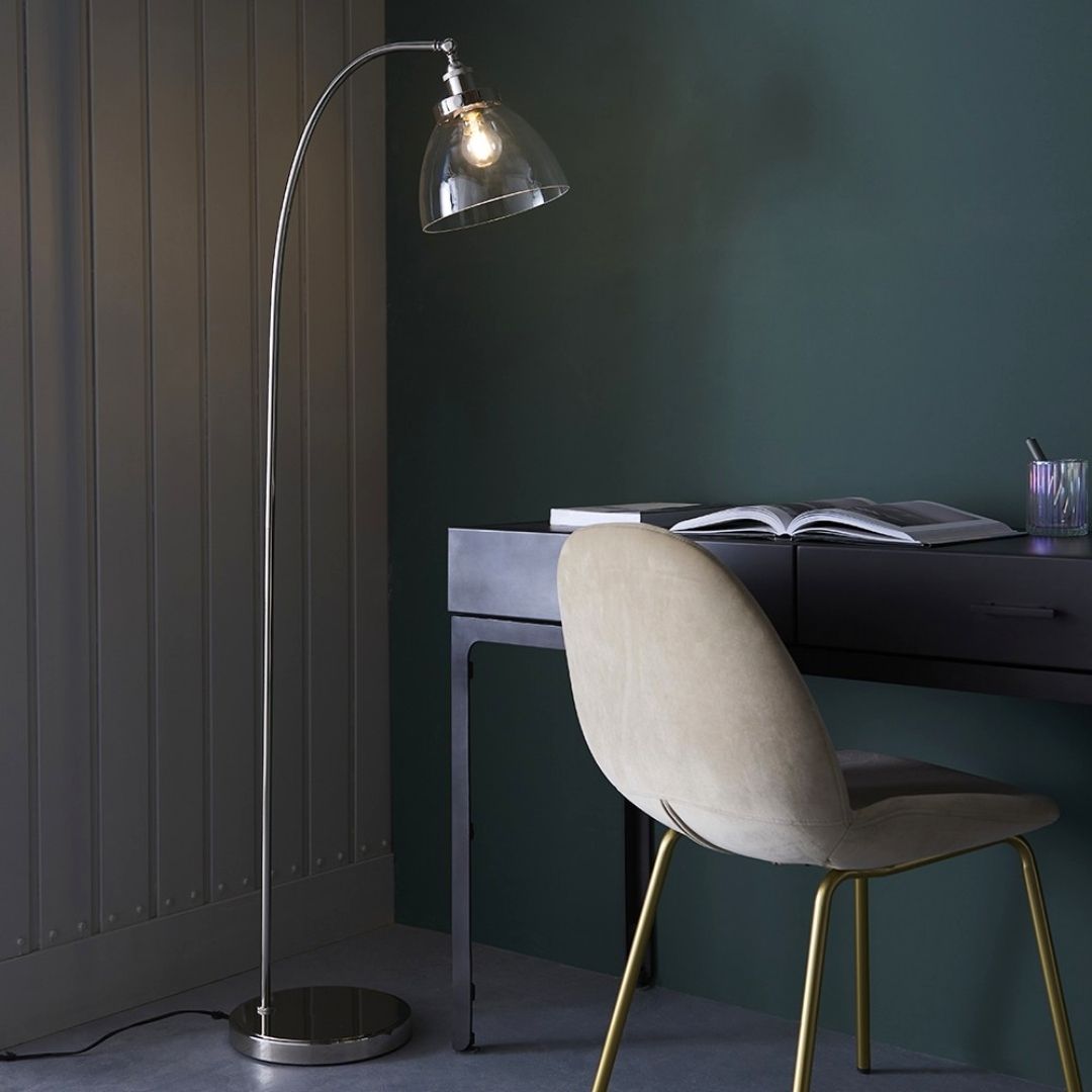 Hansen Polished Nickel & Glass Task Floor Lamp