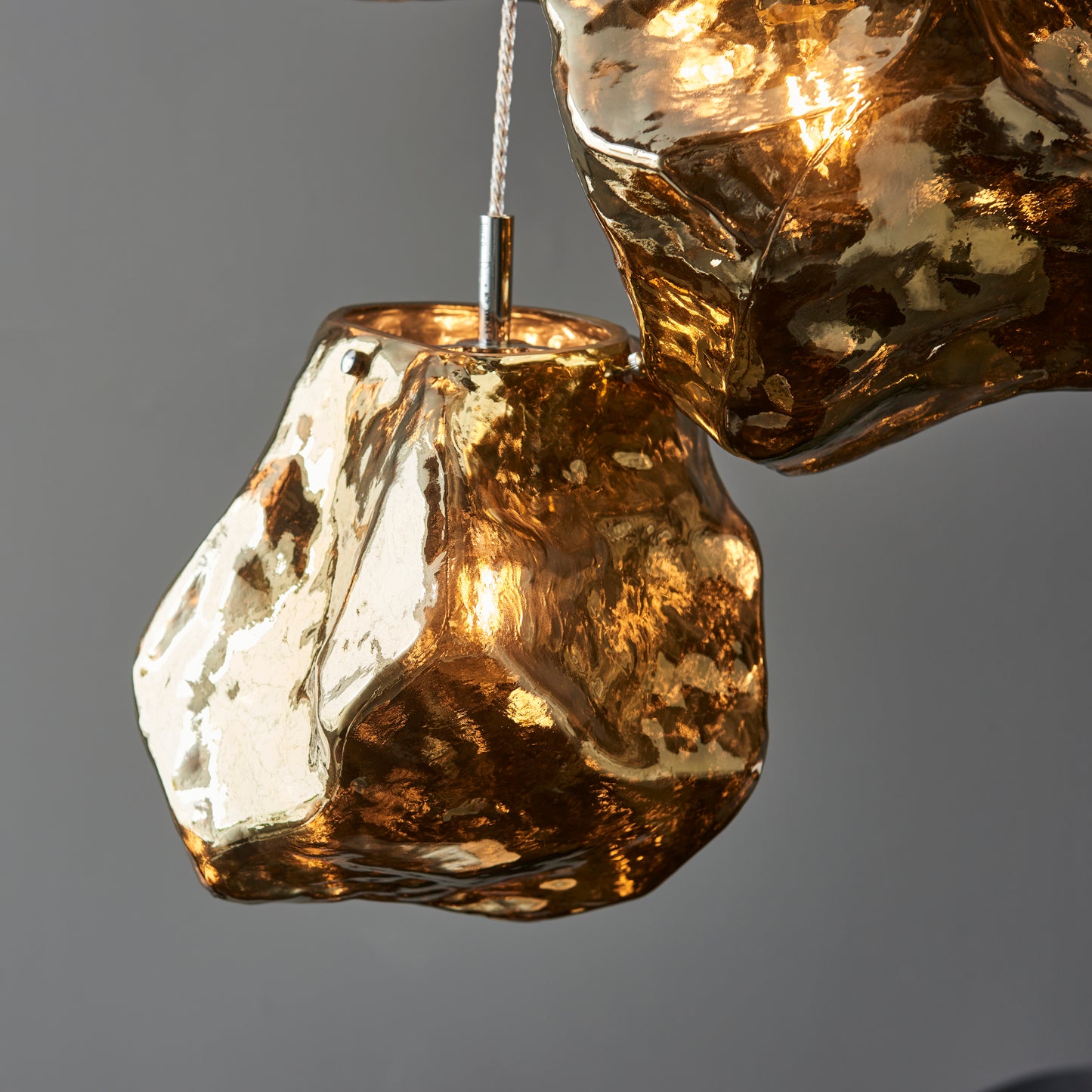 Rock 3 Light Glass Bronze Ceiling Pendant