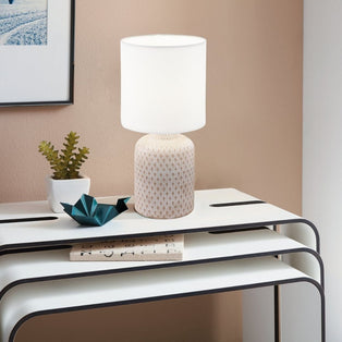 Bellariva Cream Ceramic Table Lamp with White Shade