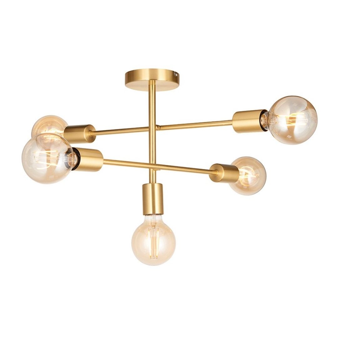 Studio 5 Light Gold Semi Flush Ceiling Light