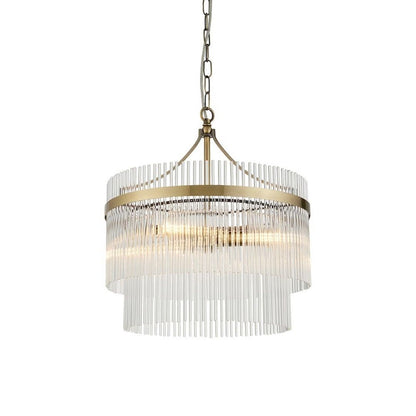 Marietta 3 Light Antique Brass & Glass Pendant Ceiling Light