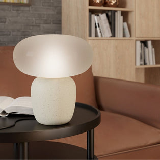 Cahuama Brown Ceramic Table Lamp with Grey Glass Shade