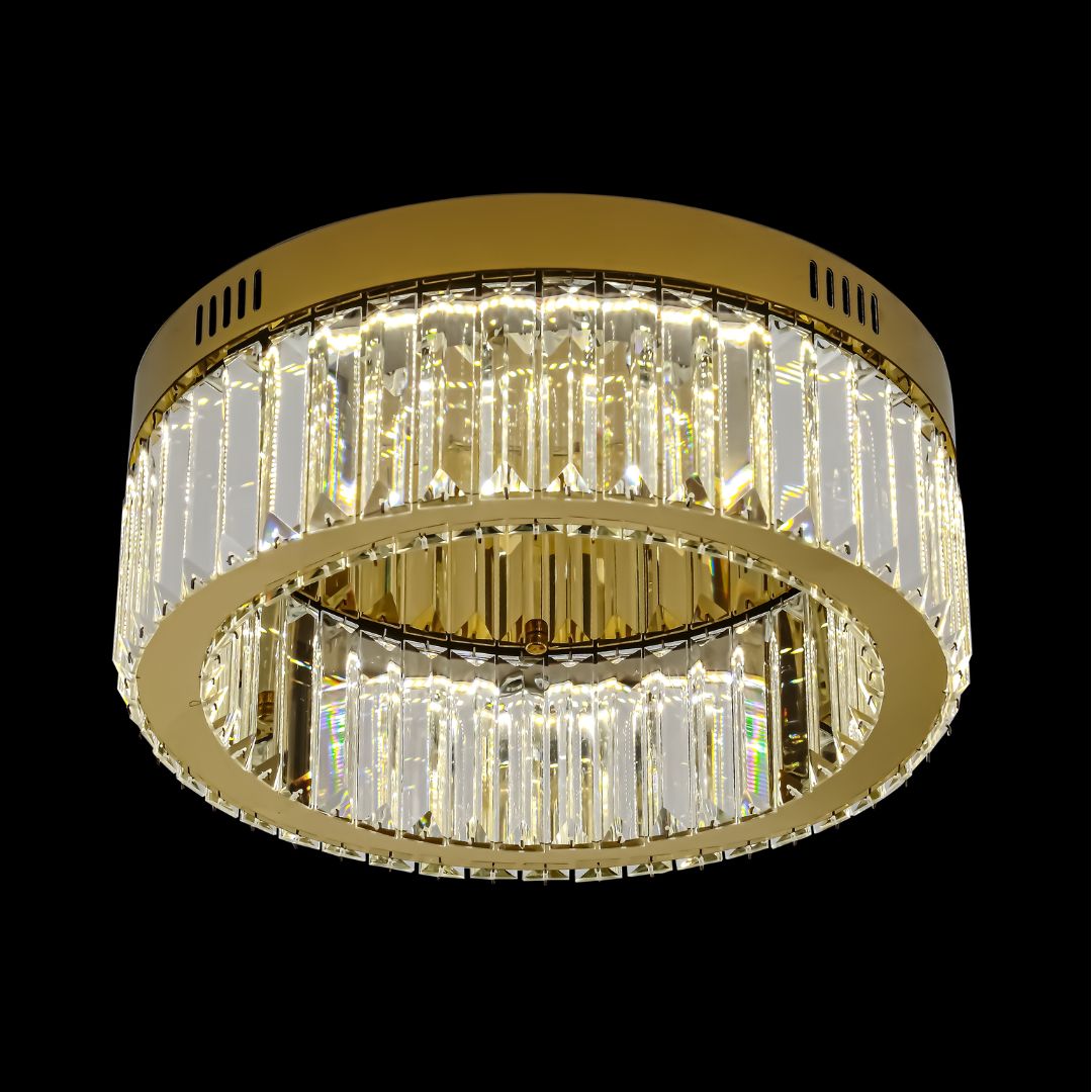 Oda Gold & Crystal LED Flush Ceiling Light