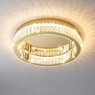 Oda Large Gold & Crystal LED Flush Ceiling Light