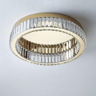 Oda Large Gold & Crystal LED Flush Ceiling Light