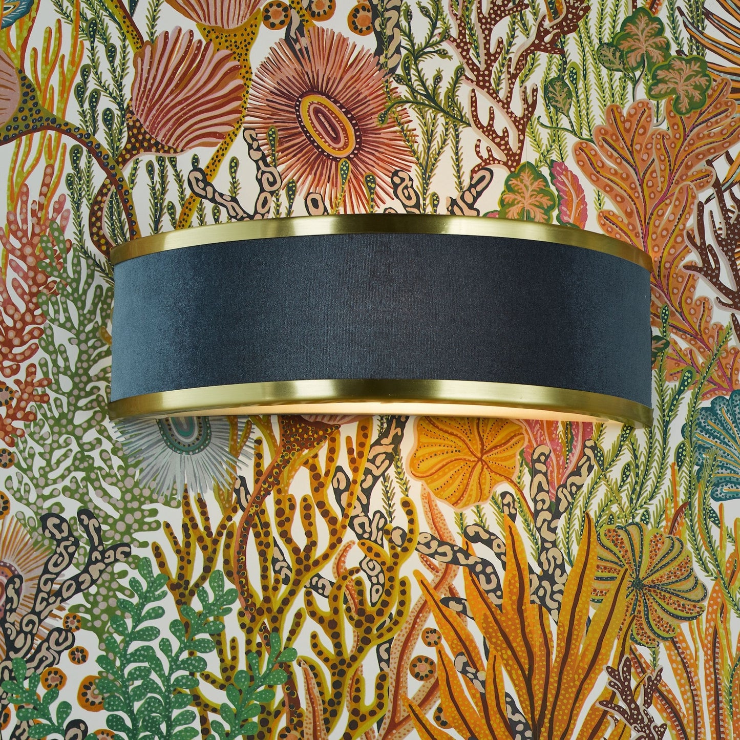 Alvaro Brushed Brass & Blue Wall Light