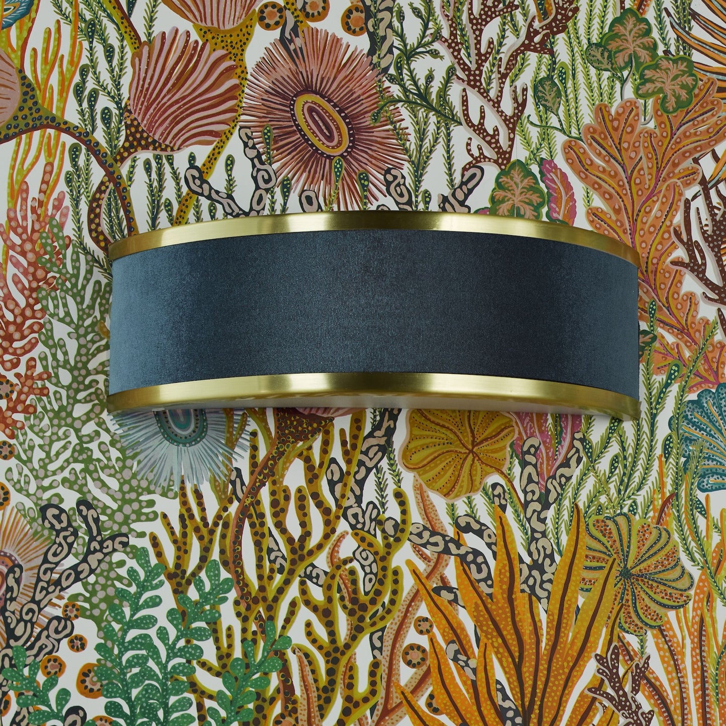 Alvaro Brushed Brass & Blue Wall Light