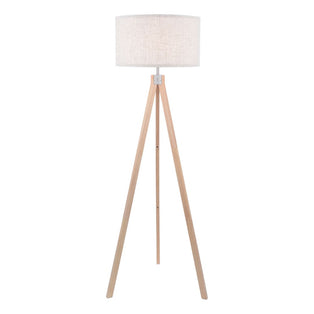 Armitage Light Wood Tripod Floor Lamp with Natural Shade