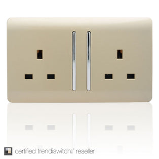 Trendi Switch 2 Gang 13 amp long switched Plug Socket Screwless Champagne Gold