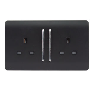 Trendi Switch 2 Gang Double Socket In Matt Black