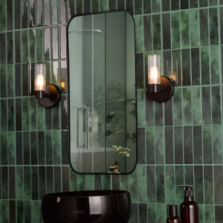 Bolton Matte Black & Glass Bathroom Wall Light