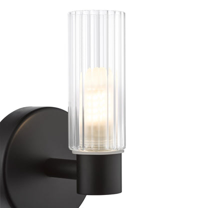 Bolton Matte Black & Glass Bathroom Wall Light