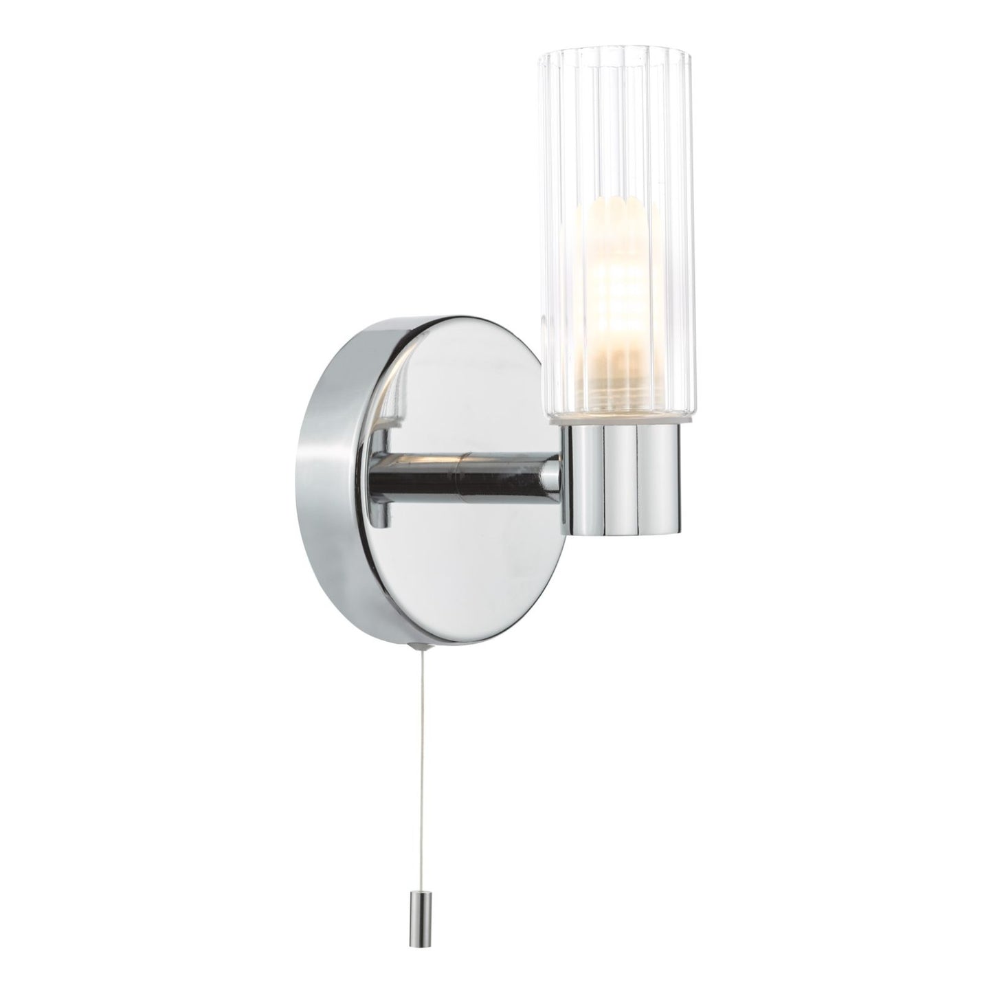 Bolton Polished Chrome & Glass Bathroom Wall Light