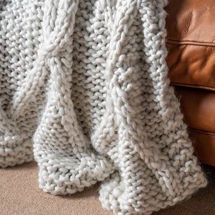 Diamond Cable Knit Cream Throw