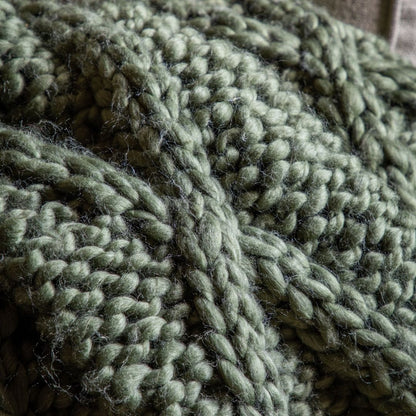 Diamond Cable Knit Olive Throw