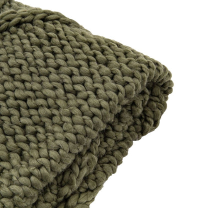 Diamond Cable Knit Olive Throw