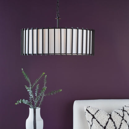 Cagliari 8 Light Matte Black & Ivory Pendant Ceiling Light