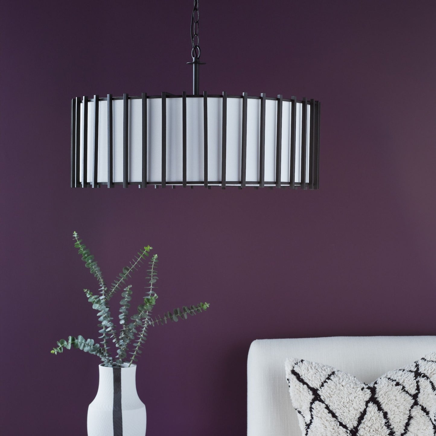 Cagliari 8 Light Matte Black & Ivory Pendant Ceiling Light