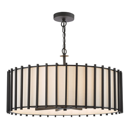 Cagliari 8 Light Matte Black & Ivory Pendant Ceiling Light