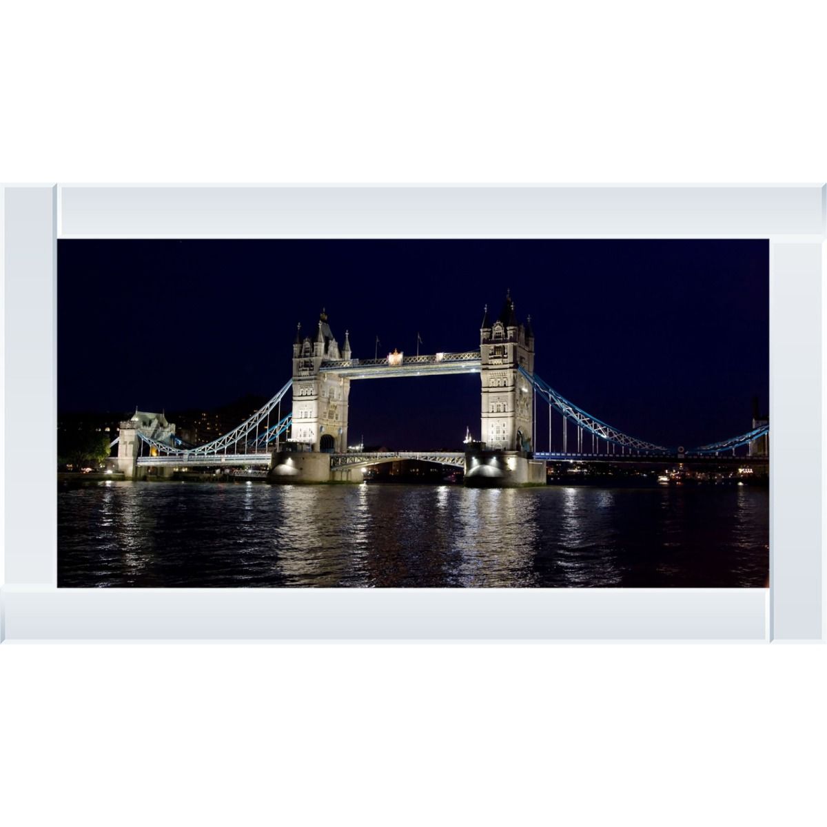 Tower Bridge Liquid Art with Mirrored Frame 67x117cm