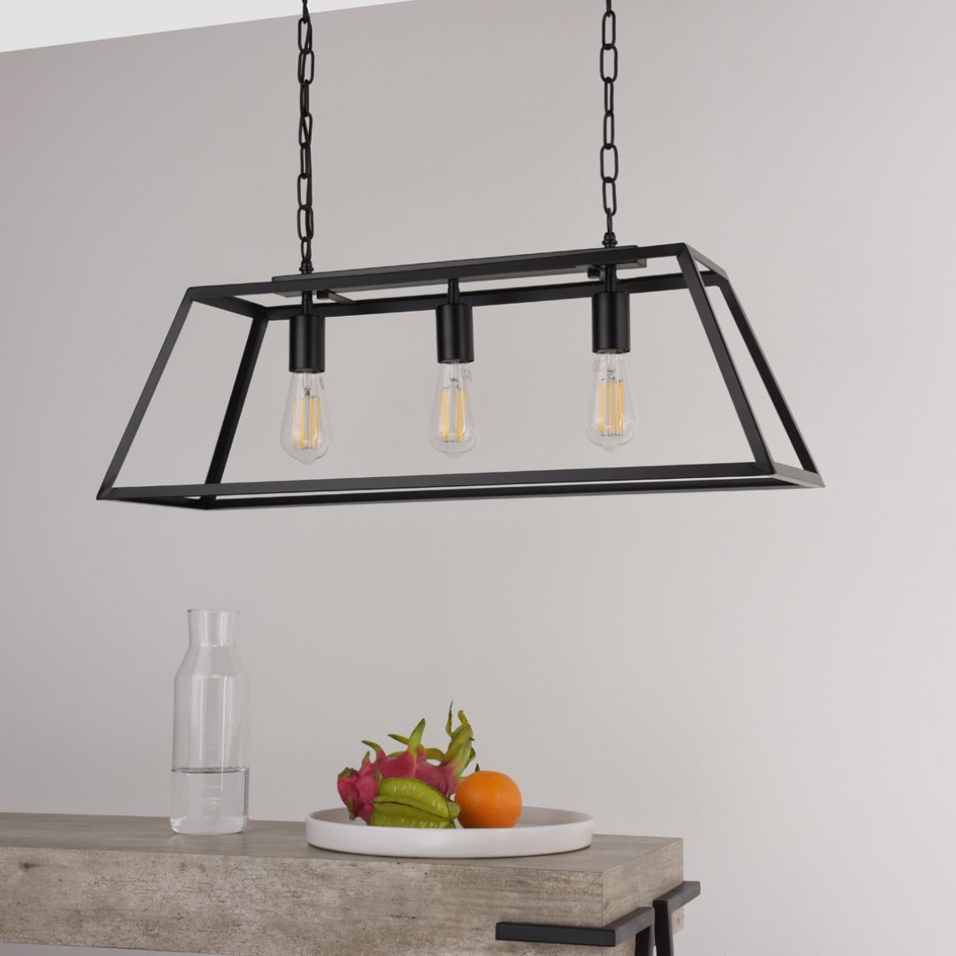 Charley 3 Light Matte Black Pendant Bar