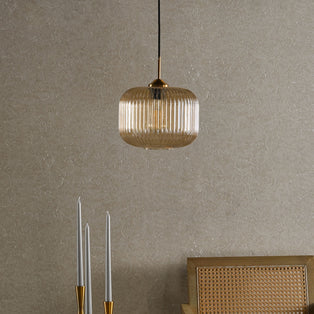 Demarius Brass & Amber Glass Pendant Ceiling Light