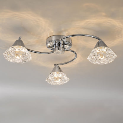 Dilys 3 Light Polished Chrome Semi Flush Ceiling Light