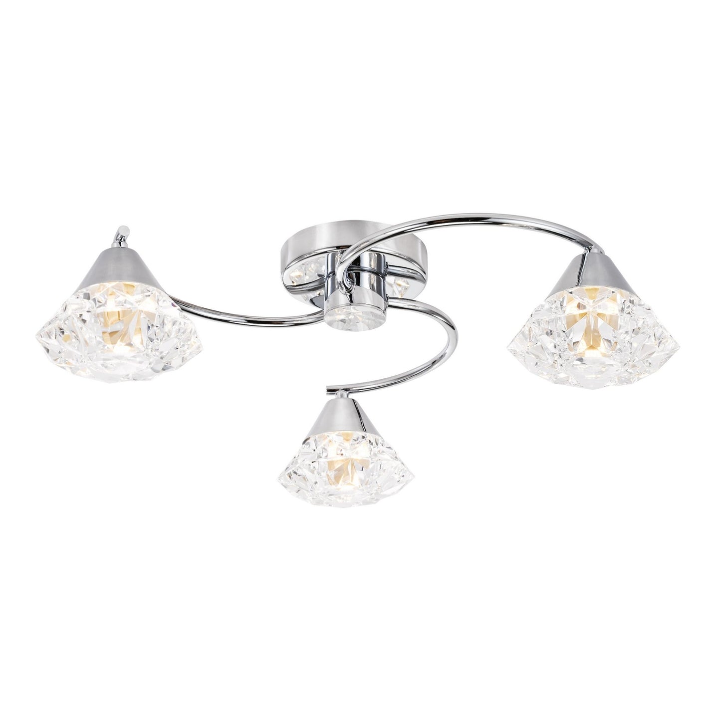 Dilys 3 Light Polished Chrome Semi Flush Ceiling Light