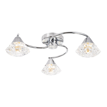 Dilys 3 Light Polished Chrome Semi Flush Ceiling Light