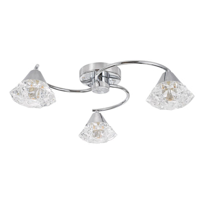 Dilys 3 Light Polished Chrome Semi Flush Ceiling Light