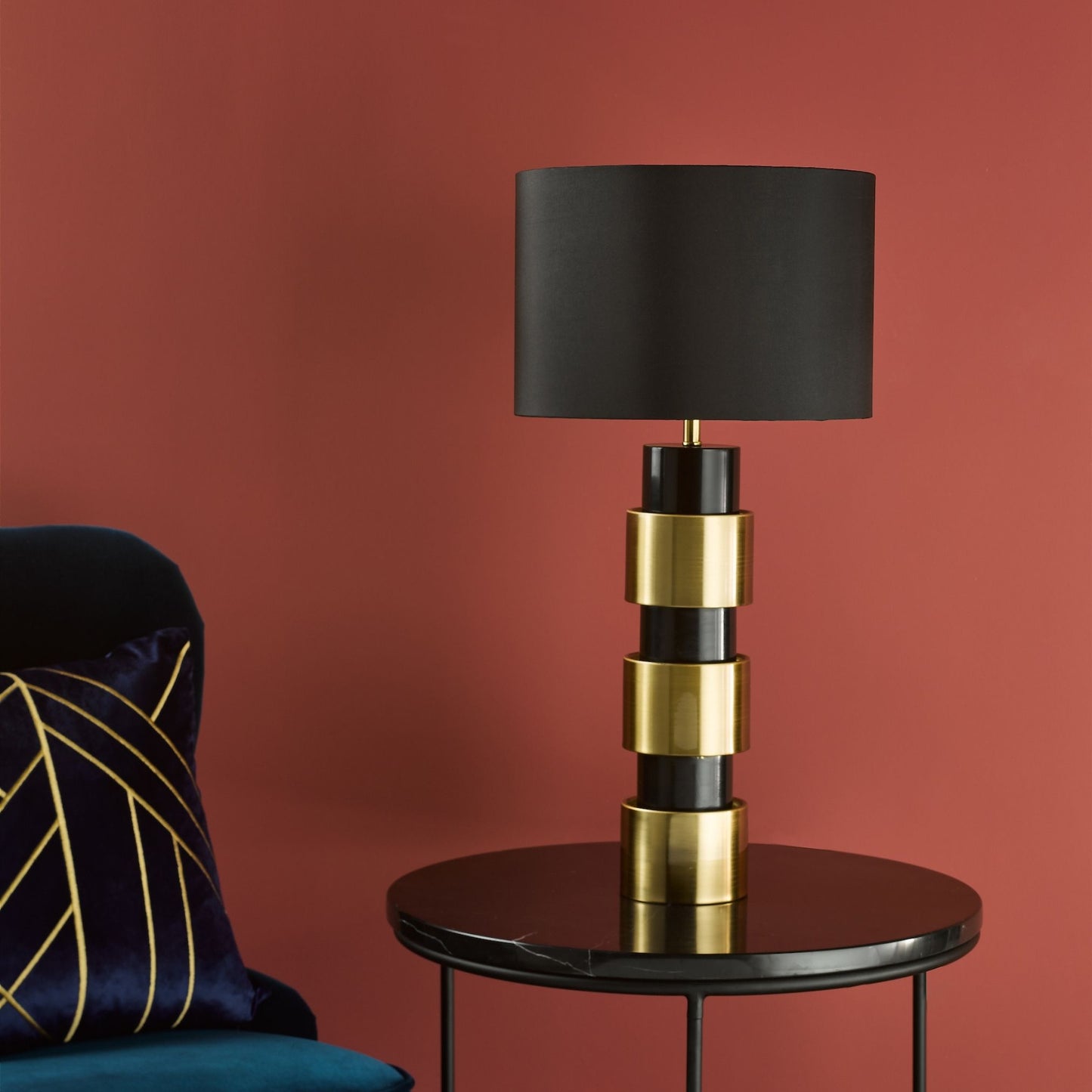 Elwyn Satin Gold & Black Table Lamp