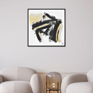 Between Layers I Black & Gold Abstract Wall Art with Black Frame