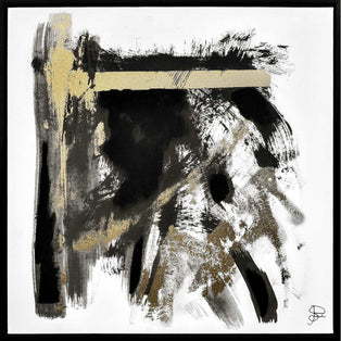 Between Layers II Black & Gold Abstract Wall Art with Black Frame