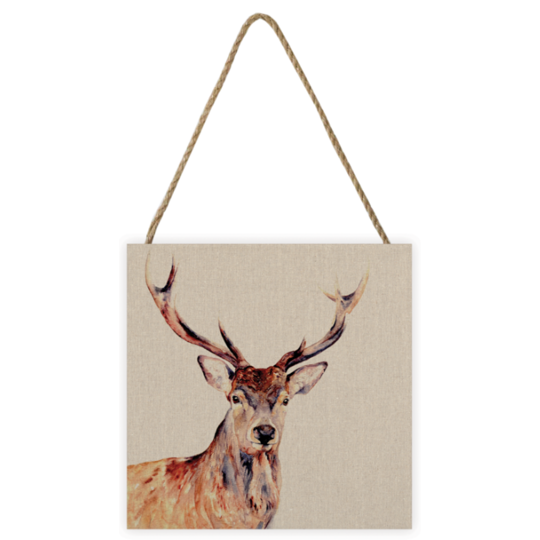 Montgomery the Stag Small Wooden Hanging Block