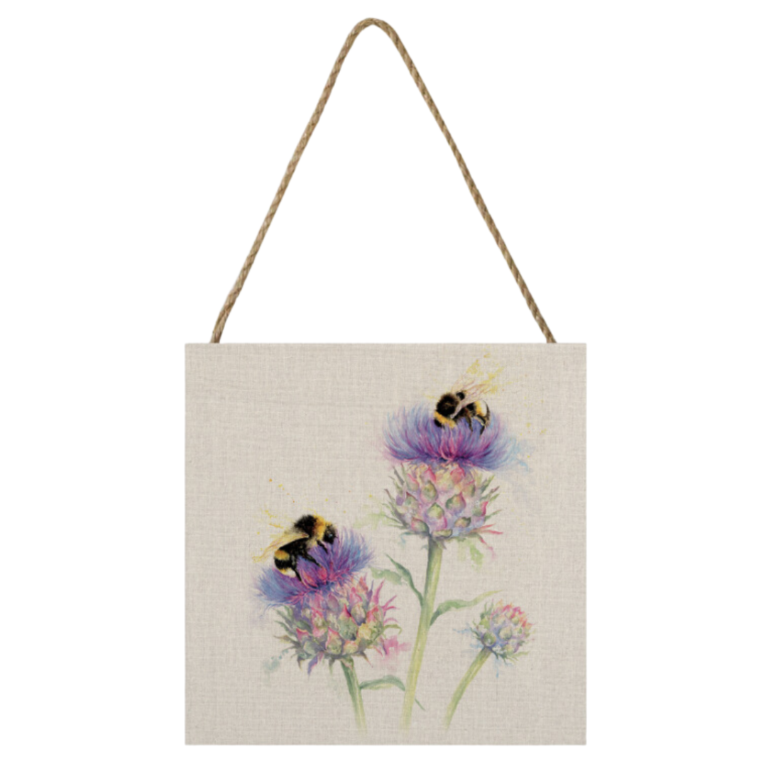 Busy Bees Small Wooden Hanging Block