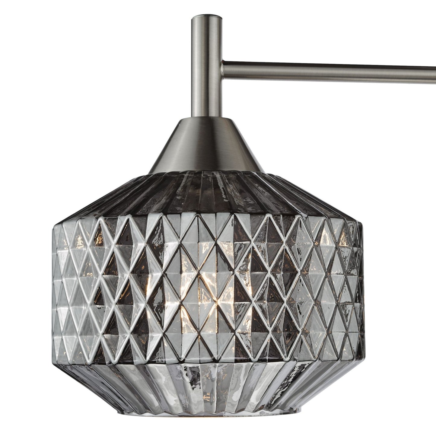 Fabrienne 3 Light Nickel & Smoked Glass Semi Flush Ceiling Light