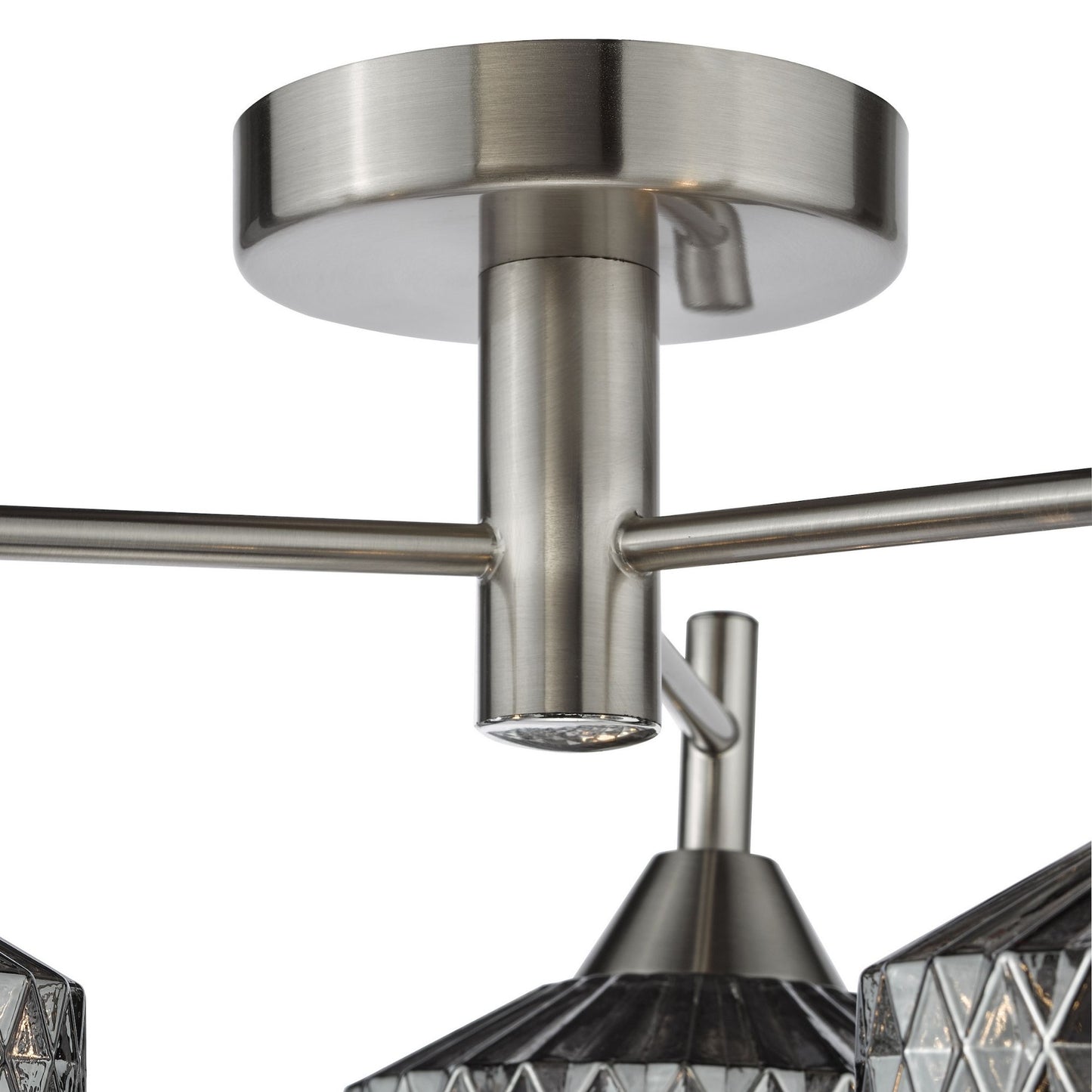 Fabrienne 3 Light Nickel & Smoked Glass Semi Flush Ceiling Light