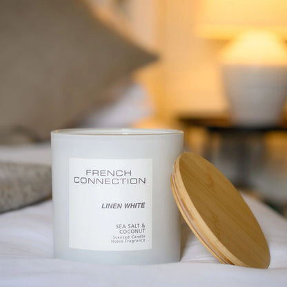 French Connection 4 Wick Scented Candle Linen White