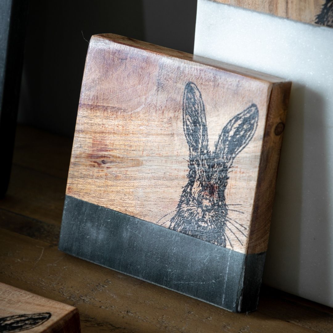 Hare Black Marble Coasters Set of 4