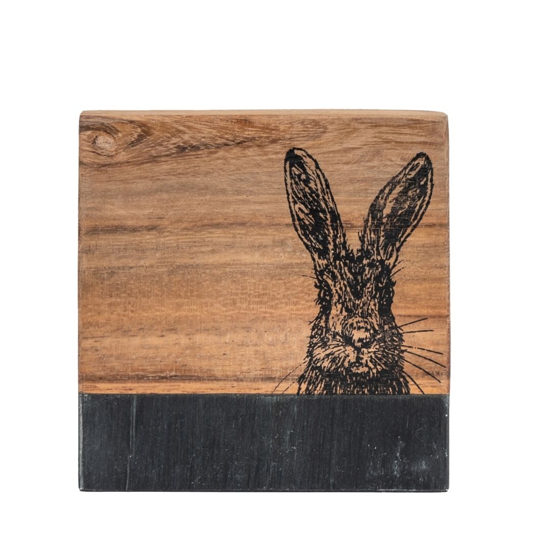 Hare Black Marble Coasters Set of 4