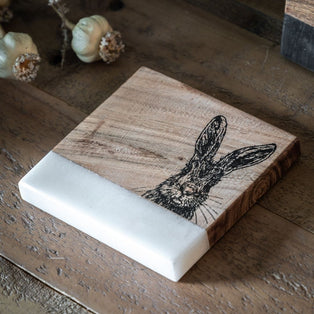 Hare White Marble Coasters Set of 4