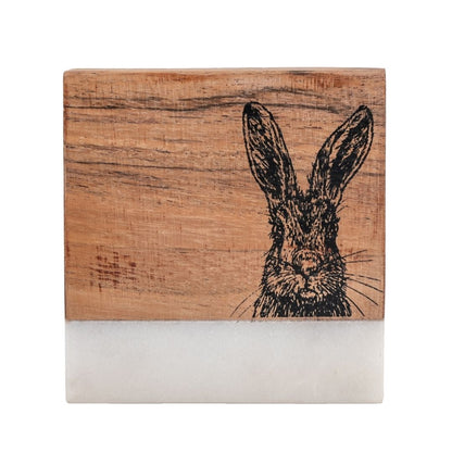 Hare White Marble Coasters Set of 4