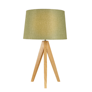 Wooden Olive Green Tripod Table Lamp