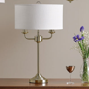 Grantham Antique Brass & White Table Lamp