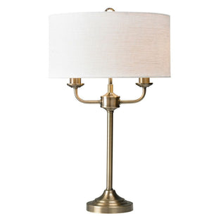 Grantham Antique Brass & White Table Lamp